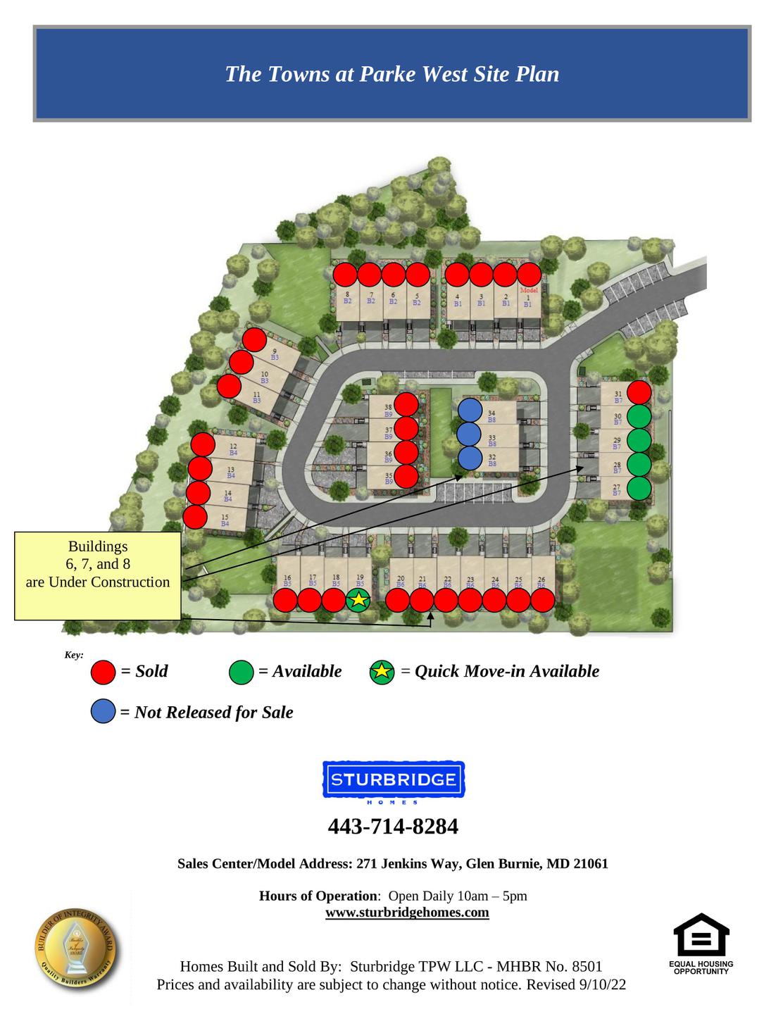 Towns At Parke West - Site Plan